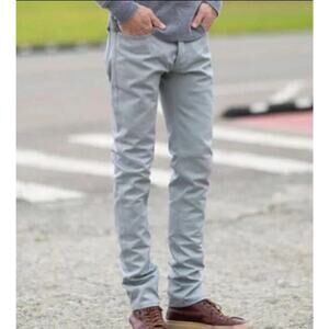 Gustin Men's Size 35x30 Gray Slim Straight Leg #102 Italy Linen 5 Pocket Pants